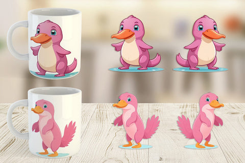 Mug Wrap Pink Platypus Valentine Sublimation artnoy 