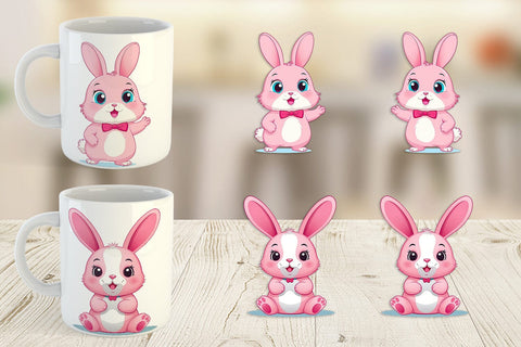 Mug Wrap Pink Rabbit Valentine Sublimation artnoy 