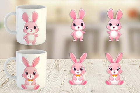 Mug Wrap Pink Rabbit Valentine Sublimation artnoy 