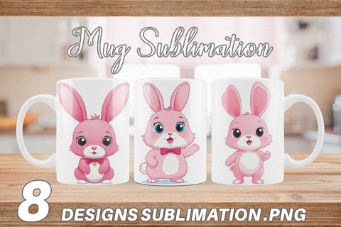 Mug Wrap Pink Rabbit Valentine Sublimation artnoy 