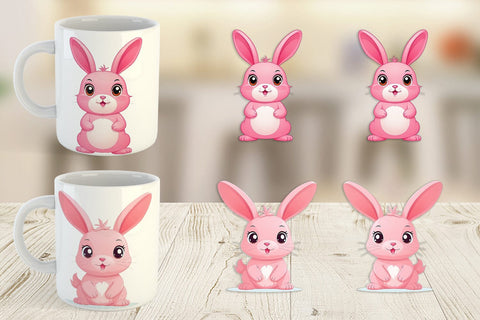 Mug Wrap Pink Rabbit Valentine Sublimation artnoy 