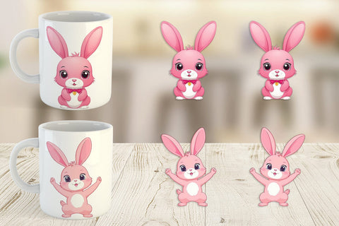 Mug Wrap Pink Rabbit Valentine Sublimation artnoy 