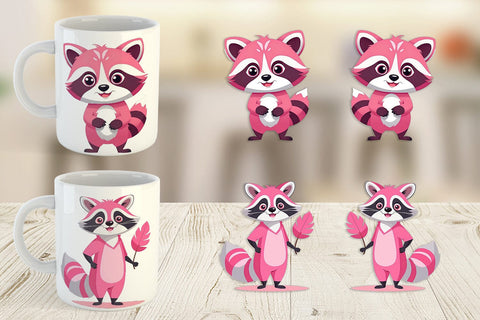Mug Wrap Pink Raccoon Valentine Sublimation artnoy 