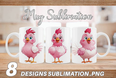 Mug Wrap Pink Rooster Valentine Sublimation artnoy 