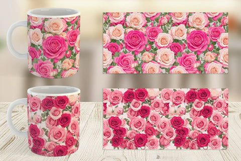 Mug Wrap Pink Rose Pattern Sublimation artnoy 