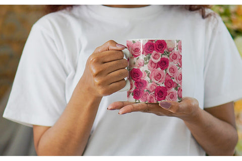 Mug Wrap Pink Rose Pattern Sublimation artnoy 