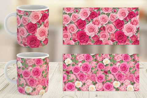 Mug Wrap Pink Rose Pattern Sublimation artnoy 