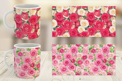 Mug Wrap Pink Rose Pattern Sublimation artnoy 