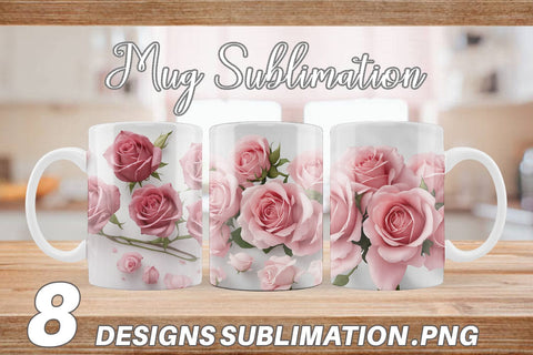 Mug Wrap Pink Rose Sublimation artnoy 