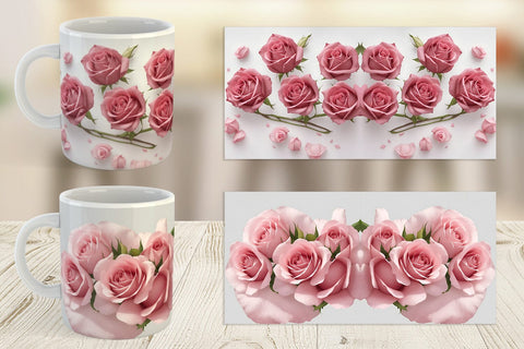 Mug Wrap Pink Rose Sublimation artnoy 