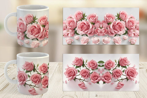 Mug Wrap Pink Rose Sublimation artnoy 