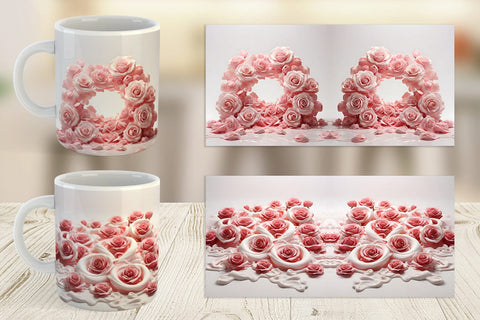 Mug Wrap Pink Roses Flower Sublimation artnoy 