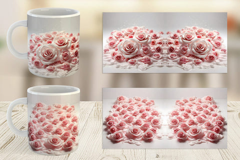 Mug Wrap Pink Roses Flower Sublimation artnoy 