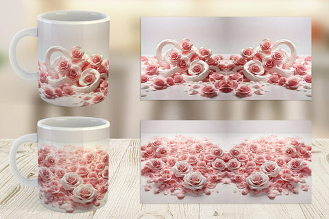 Mug Wrap Pink Roses Flower Sublimation artnoy 