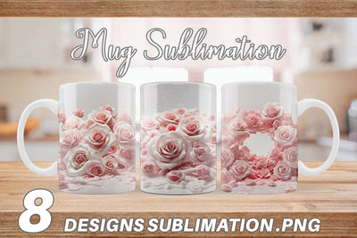 Mug Wrap Pink Roses Flower Sublimation artnoy 