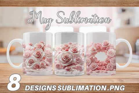 Mug Wrap Pink Roses Flower Sublimation artnoy 