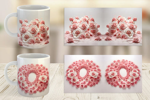 Mug Wrap Pink Roses Flower Sublimation artnoy 