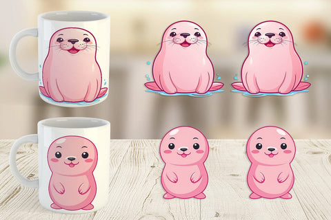 Mug Wrap Pink Seal Valentine Sublimation artnoy 