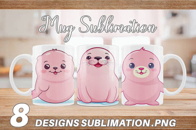 Mug Wrap Pink Seal Valentine Sublimation artnoy 