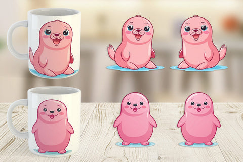 Mug Wrap Pink Seal Valentine Sublimation artnoy 