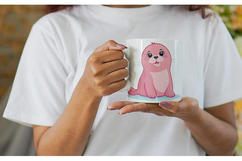 Mug Wrap Pink Seal Valentine Sublimation artnoy 