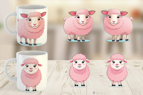 Mug Wrap Pink Sheep Valentine Sublimation artnoy 