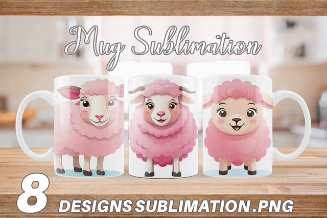 Mug Wrap Pink Sheep Valentine Sublimation artnoy 