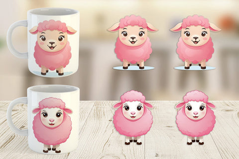 Mug Wrap Pink Sheep Valentine Sublimation artnoy 