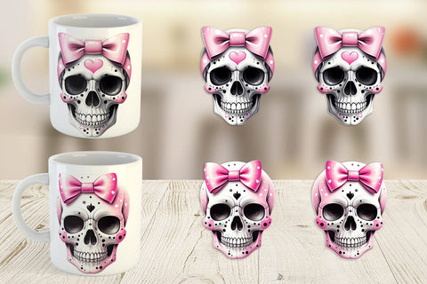 Mug Wrap Pink Skull Sticker Sublimation artnoy 
