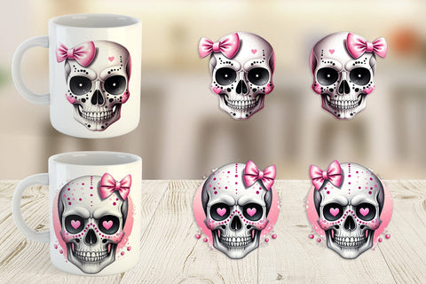 Mug Wrap Pink Skull Sticker Sublimation artnoy 
