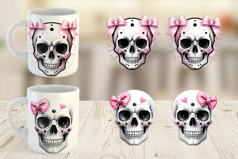 Mug Wrap Pink Skull Sticker Sublimation artnoy 