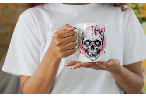 Mug Wrap Pink Skull Sticker Sublimation artnoy 