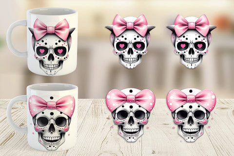 Mug Wrap Pink Skull Sticker Sublimation artnoy 