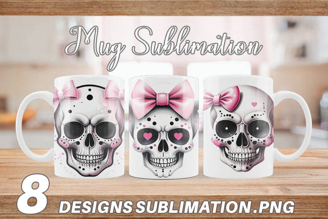 Mug Wrap Pink Skull Sticker Sublimation artnoy 