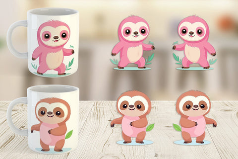 Mug Wrap Pink Sloth Valentine Sublimation artnoy 