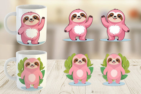 Mug Wrap Pink Sloth Valentine Sublimation artnoy 