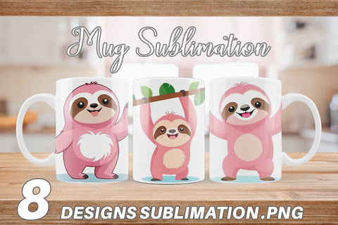 Mug Wrap Pink Sloth Valentine Sublimation artnoy 