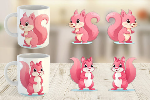 Mug Wrap Pink Squirrel Valentine Sublimation artnoy 