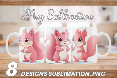 Mug Wrap Pink Squirrel Valentine Sublimation artnoy 
