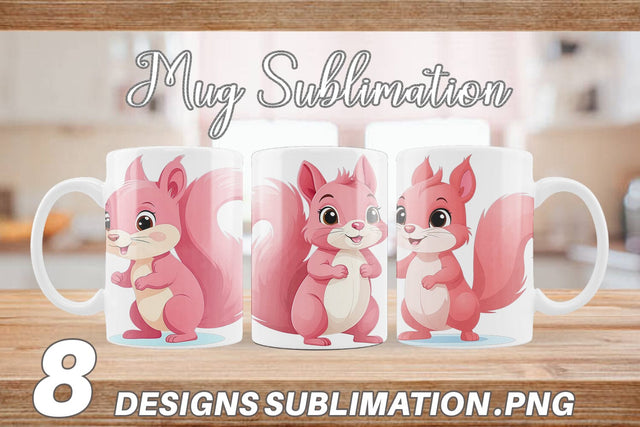 Mug Wrap Pink Squirrel Valentine Sublimation artnoy 