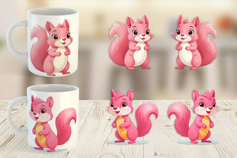 Mug Wrap Pink Squirrel Valentine Sublimation artnoy 