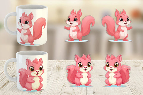 Mug Wrap Pink Squirrel Valentine Sublimation artnoy 