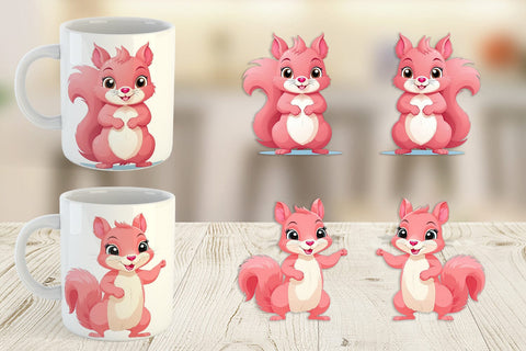 Mug Wrap Pink Squirrel Valentine Sublimation artnoy 