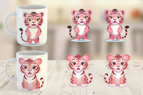 Mug Wrap Pink Tiger Valentine Sublimation artnoy 