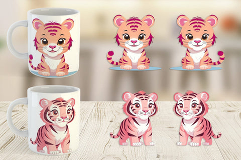 Mug Wrap Pink Tiger Valentine Sublimation artnoy 