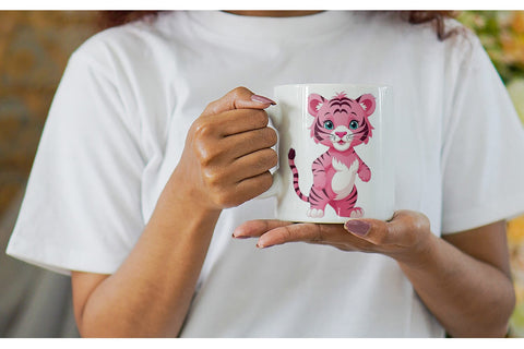 Mug Wrap Pink Tiger Valentine Sublimation artnoy 