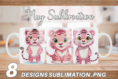 Mug Wrap Pink Tiger Valentine Sublimation artnoy 