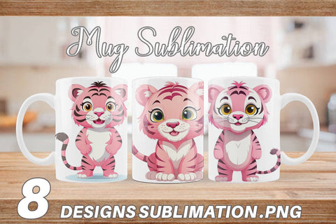 Mug Wrap Pink Tiger Valentine Sublimation artnoy 