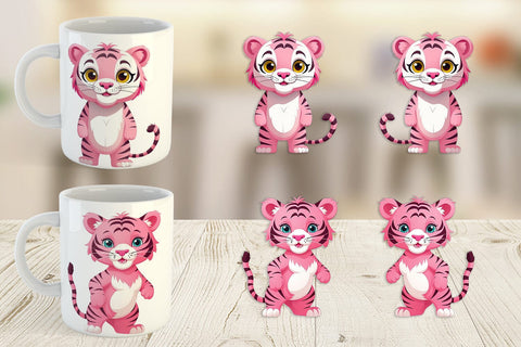 Mug Wrap Pink Tiger Valentine Sublimation artnoy 