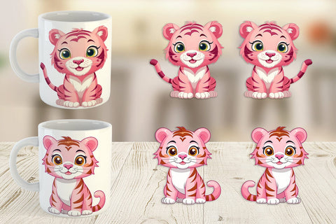 Mug Wrap Pink Tiger Valentine Sublimation artnoy 